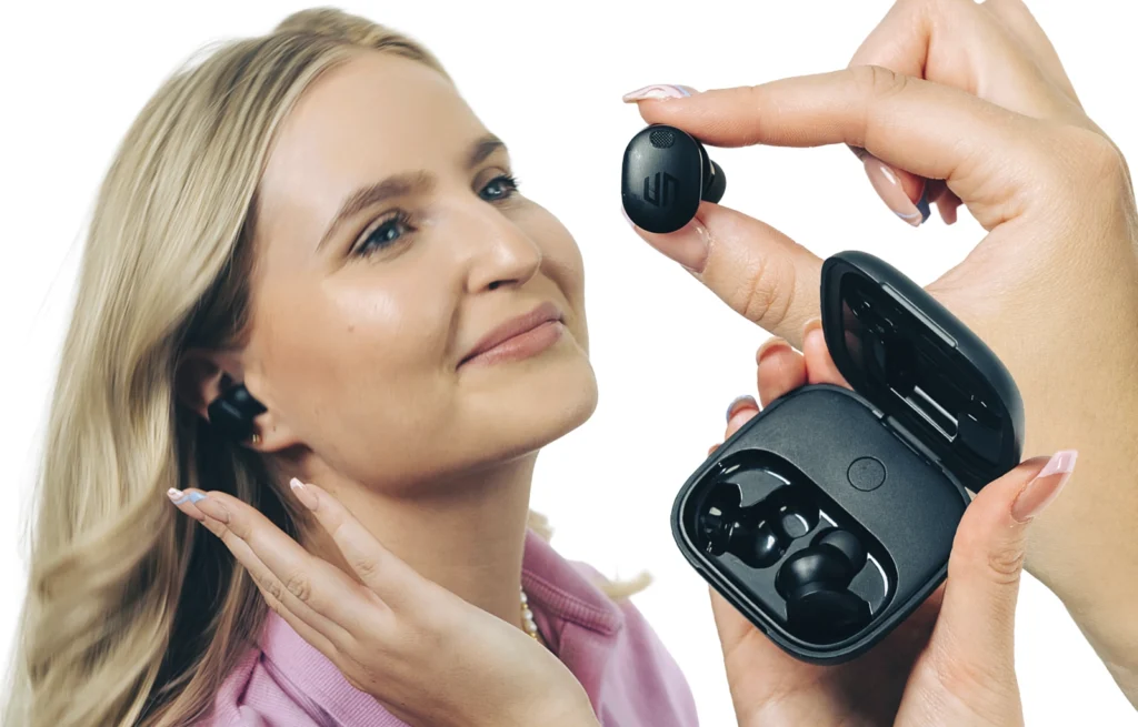 bounce creative designs Lakewood RCS recycled & repairable wireless earbuds, eco friendly promotional earbuds