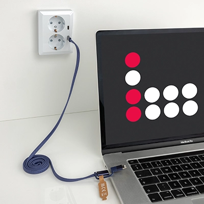 branded magnetic charging cable, Arc RCS recycled Ultra-thin 60W 2 in 1 magnetic cable, bounce creative designs