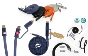 branded magnetic charging cable, Arc RCS recycled Ultra-thin 60W 2 in 1 magnetic cable, bounce creative designs