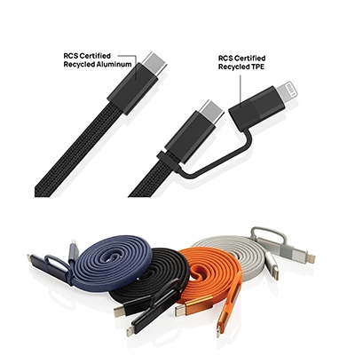 branded magnetic charging cable, Arc RCS recycled Ultra-thin 60W 2 in 1 magnetic cable, bounce creative designs