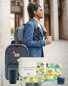 branded onboarding boxes, swag boxes, bounce creative designs