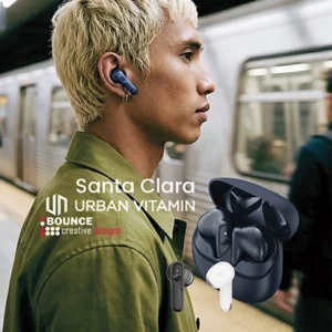 branded wireless earbuds, Urban Vitamin Santa Clara Earbuds, bounce creative designs