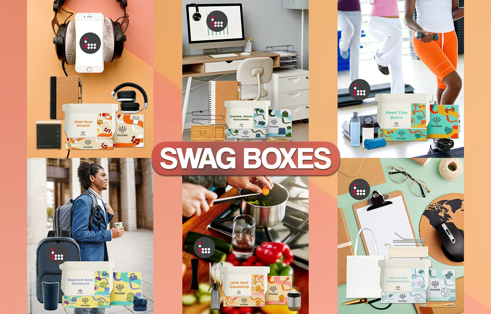 branded onboarding boxes, swag boxes, bounce creative designs