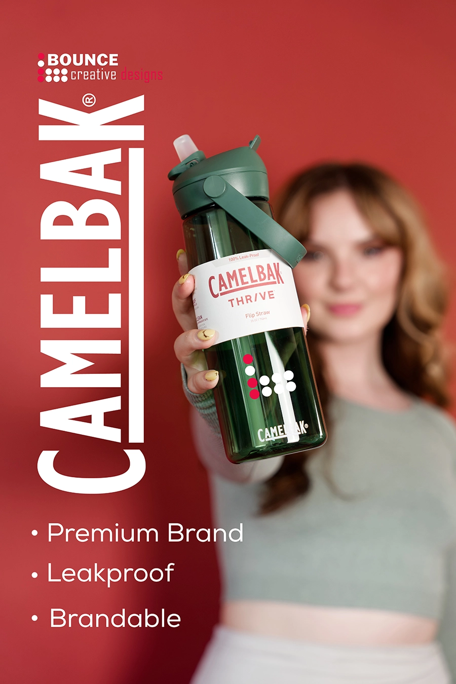 Leakproof Hydration Bottles, Camelbak® Thrive Flip 750 ml Tritan Renew water bottle with flip straw, bounce creative designs