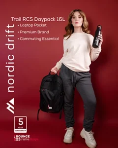 branded recycled backpack, Nordic Drift Trail RCS daypack 16L, bounce creative designs
