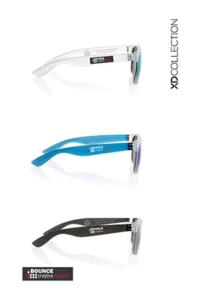 Promotional sunglasses, Gleam RCS recycled PC mirror lens sunglasses, bounce creative designs