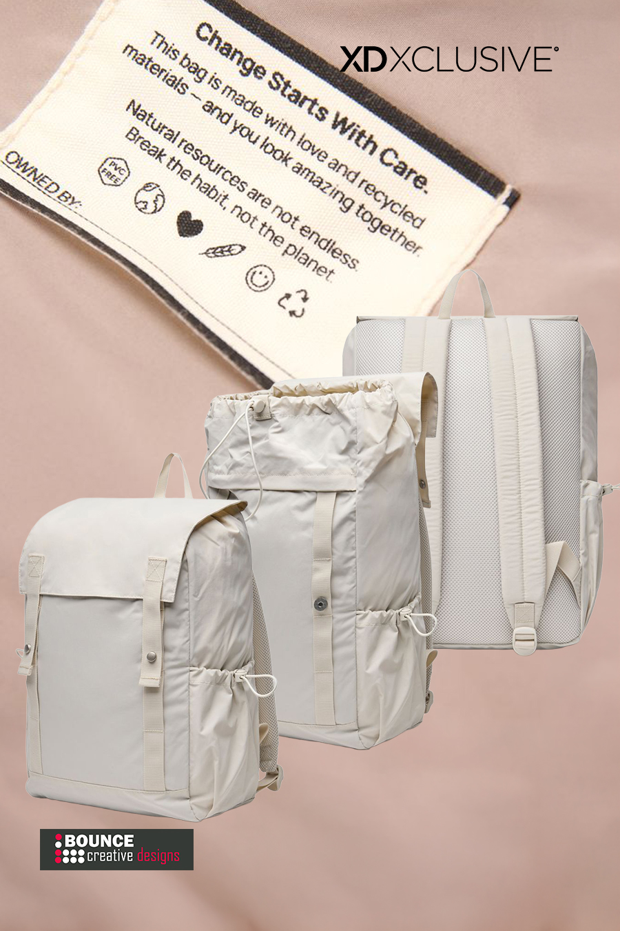 Branded business backpack featuring the Kento Urban RCS Recycled Nylon Everyday Backpack by Bounce Creative Designs