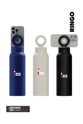 Buy custom branded magsafe water bottles featuring custom company logos, available now from Bounce Creative Designs for corporate gifting and employee rewards.