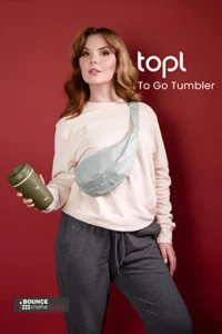 Topl To Go Tumbler with 360 drinking Lid, available from bounce creative designs