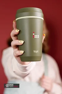 Topl To Go Tumbler with 360 drinking Lid, available from bounce creative designs