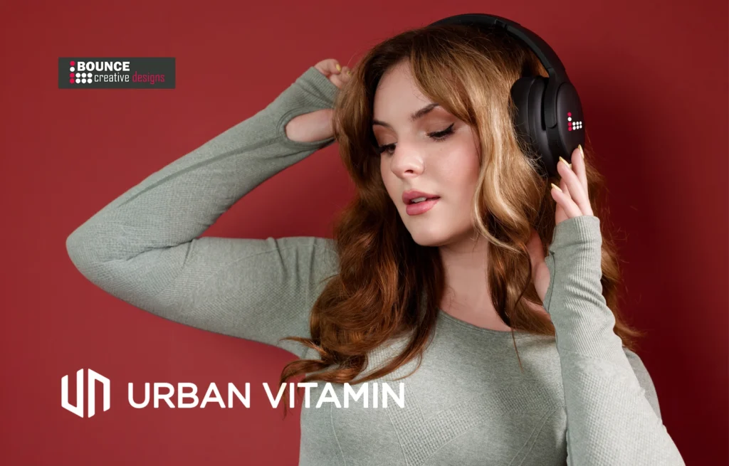 branded recycled headphones, Urban Vitamin Palo Alto RCS rplastic headphone, bounce creative designs