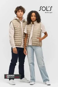 branded bodywarmers featuring multi-colour chest logos for corporate staff workwear and winter uniforms.