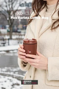 Custom branded 220 ml recycled stainless steel travel mug featuring a secure spillproof lid and custom business logo branding