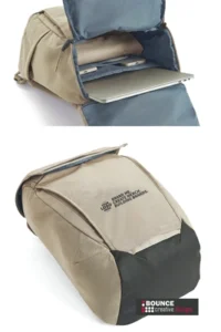 Close-up of the secure magnetic closure on the Thule Paramount Backpack 20L, featuring a 16-inch padded compartment within a premier business laptop backpack.