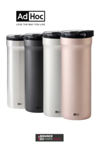 custom travel mugs ready for your branding from bounce creative designs.