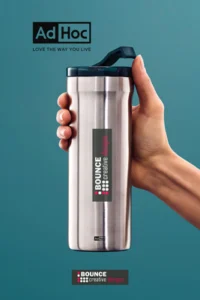 custom travel mugs ready for your branding from bounce creative designs.