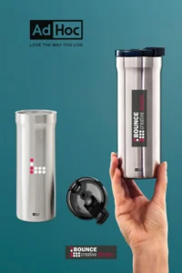 custom travel mugs ready for your branding from bounce creative designs.