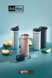 custom travel mugs ready for your branding from bounce creative designs.