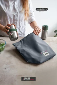 Insulated lunch cooler bag, brandable black and blum bag is available in different colours from bounce creative designs.