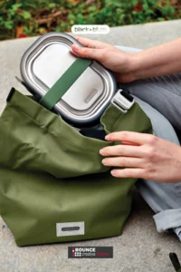Insulated lunch cooler bag, brandable black and blum bag is available in different colours from bounce creative designs.