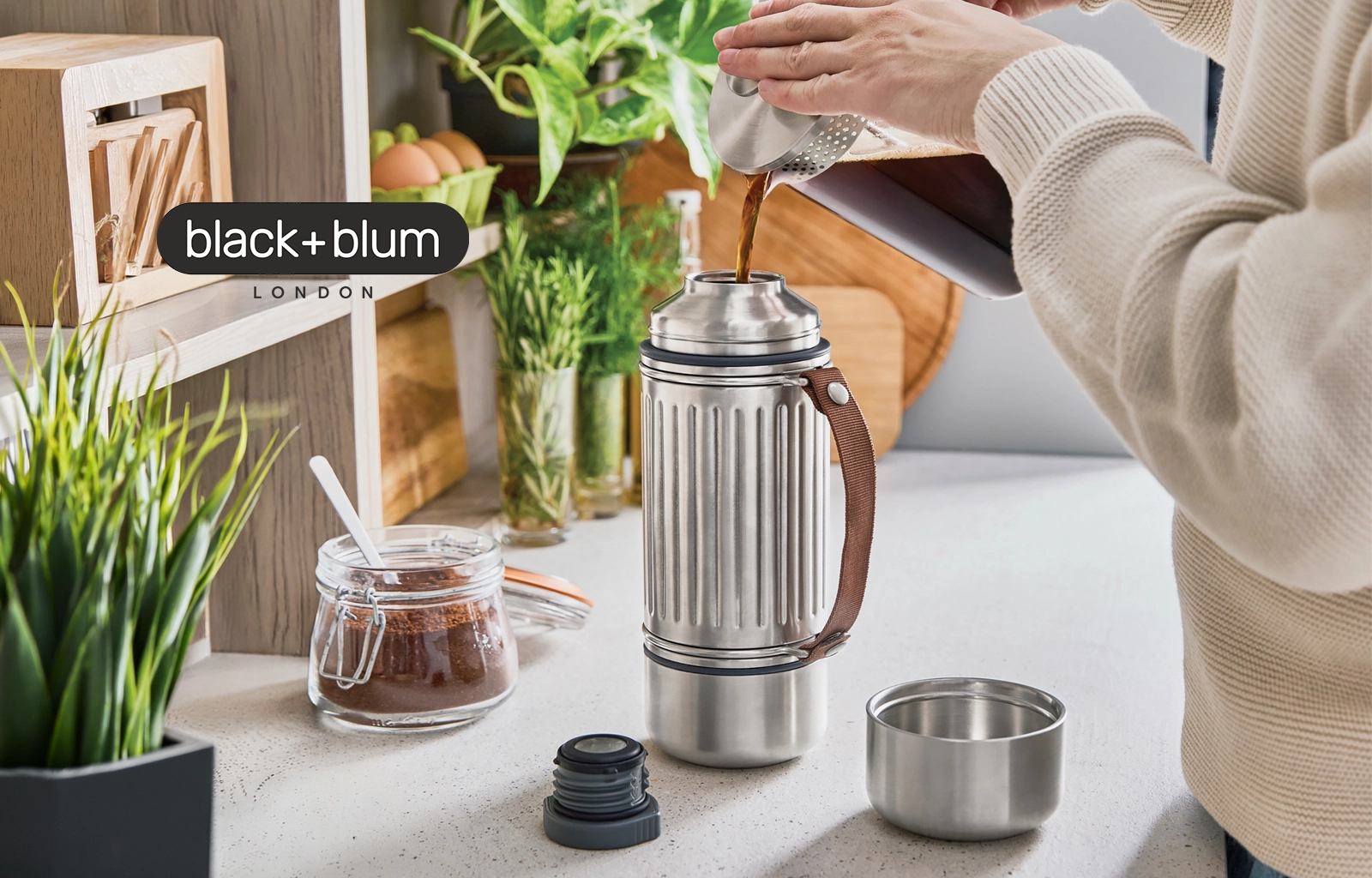 Black and Blum Explorer Flask Duo customized with a corporate logo, available from Bounce Creative Designs.