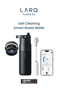 custom branded self cleaning water bottle, engineered to purify water and link to an app to remind you to hydrate, available exclusively from Bounce Creative Designs.