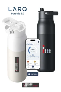custom branded self cleaning water bottle, engineered to purify water and link to an app to remind you to hydrate, available exclusively from Bounce Creative Designs.
