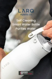 custom branded self cleaning water bottle, engineered to purify water and link to an app to remind you to hydrate, available exclusively from Bounce Creative Designs.